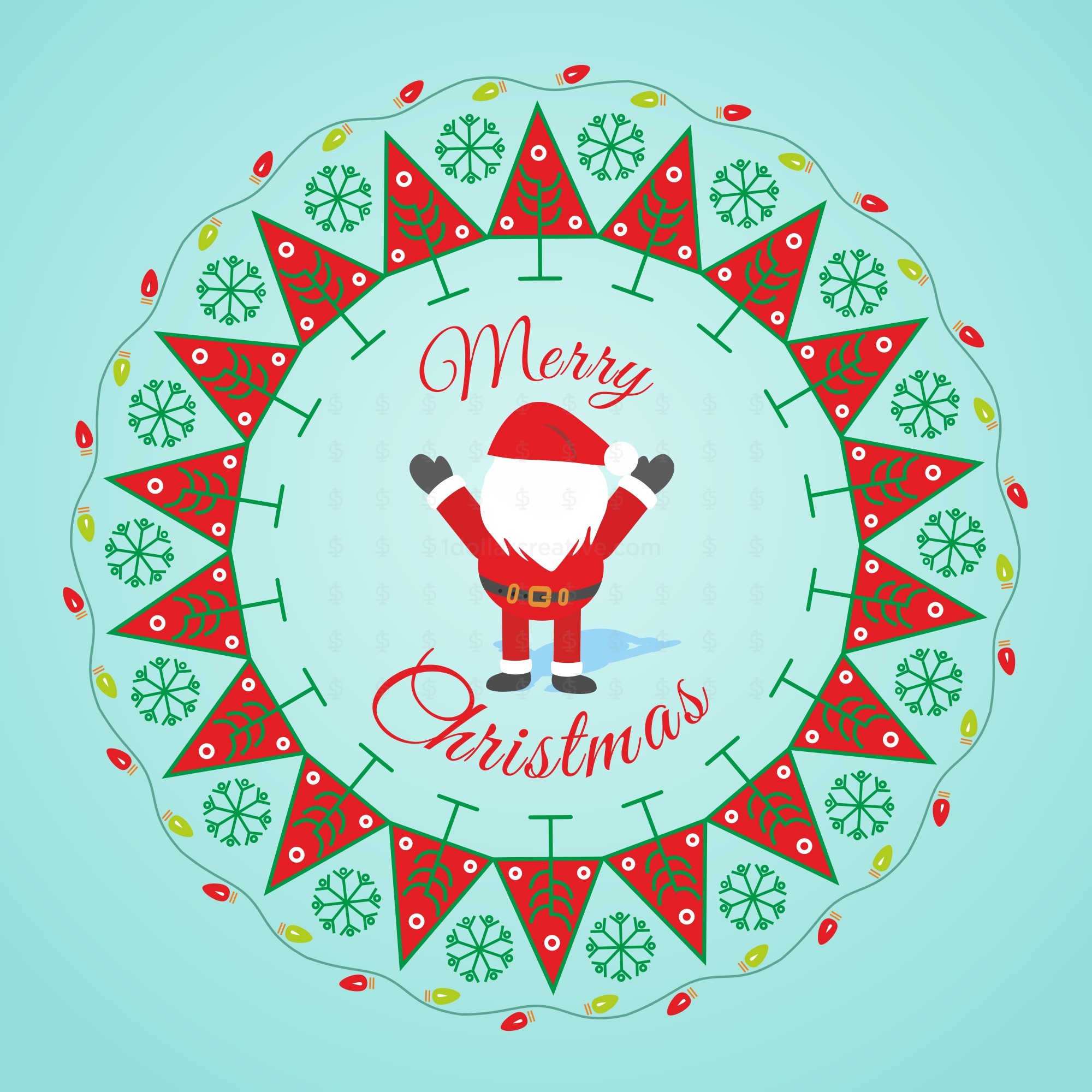 Christmas wreath with festive background – 1dollarcreative.com